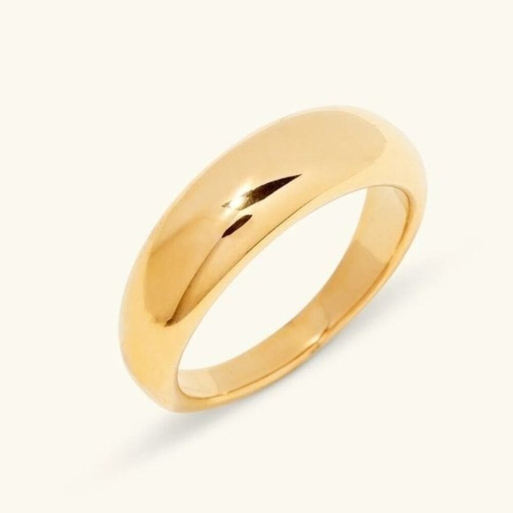 Gold ring Dome 18K waterproof Gold Ring stacking ring Gold Dome Ring size 5-8